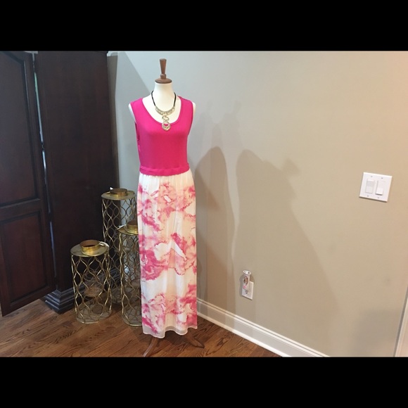 Calvin Klein Pink Maxi Dress ~ Large - Picture 2 of 11